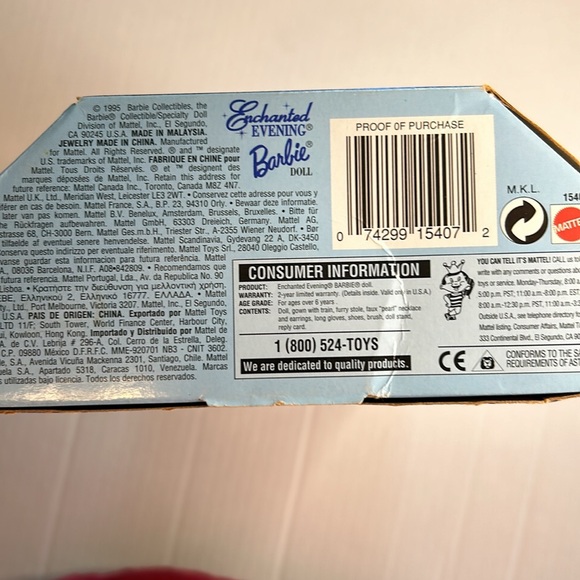 NIB Barbie Mattel Enchanted Evening Barbie Doll Figure 1995 ( 1960 Reprodution ) - Picture 6 of 9
